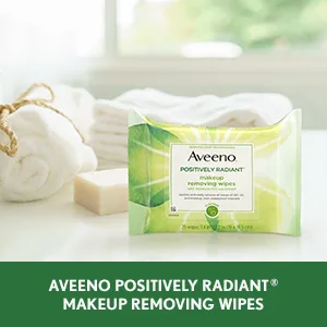 Aveeno Positively Radiant Intensive Moisturizing Night Cream with Total Soy Complex & Vitamin B3, Oil-Free, Non-Greasy, Hypoallergenic & Non-Comedogenic, 1.7 oz - Aveneo Positively Radiant Makeup Removing Face Wipes for makeup, dirt and oil that can dull skin