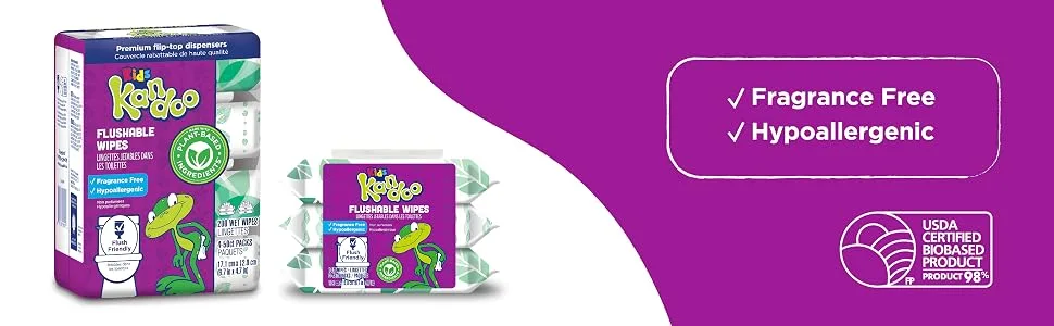 Kandoo FlipTop Toddler Wet Wipes Magic Melon 200 Wipes Pack of 1 Magic Melon 200 count - Kandoo Sensitive Flushable Cleansing Wet Wipes call outs #2