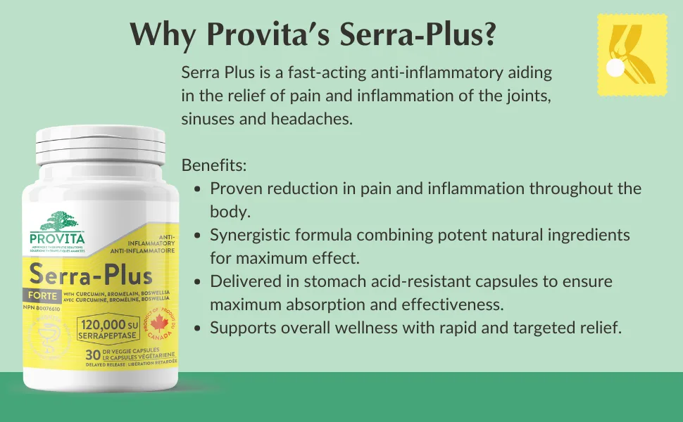 Provitas Serra-Plus Forte - Advanced Pain & Inflammation Relief with Maximum Potency Serrapeptase - 30 Capsules 30 count (Pack of 1) - product information 11