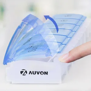 AUVON Weekly Pill Organizer Arthritis Friendly, 7 Day Pill Box Case with Spring Open Design and Large Compartment to Hold Vitamins, Cod Liver Oil, Supplements and Medication Blue - pill organizer box weekly case large vitamin medicine 7 day pillbox ezy dose sukuos container d week
