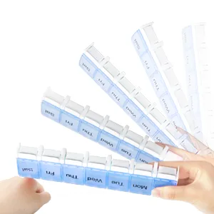 AUVON Weekly Pill Organizer Arthritis Friendly, 7 Day Pill Box Case with Spring Open Design and Large Compartment to Hold Vitamins, Cod Liver Oil, Supplements and Medication Blue - pill organizer box weekly case large vitamin medicine 7 day pillbox ezy dose sukuos container d week