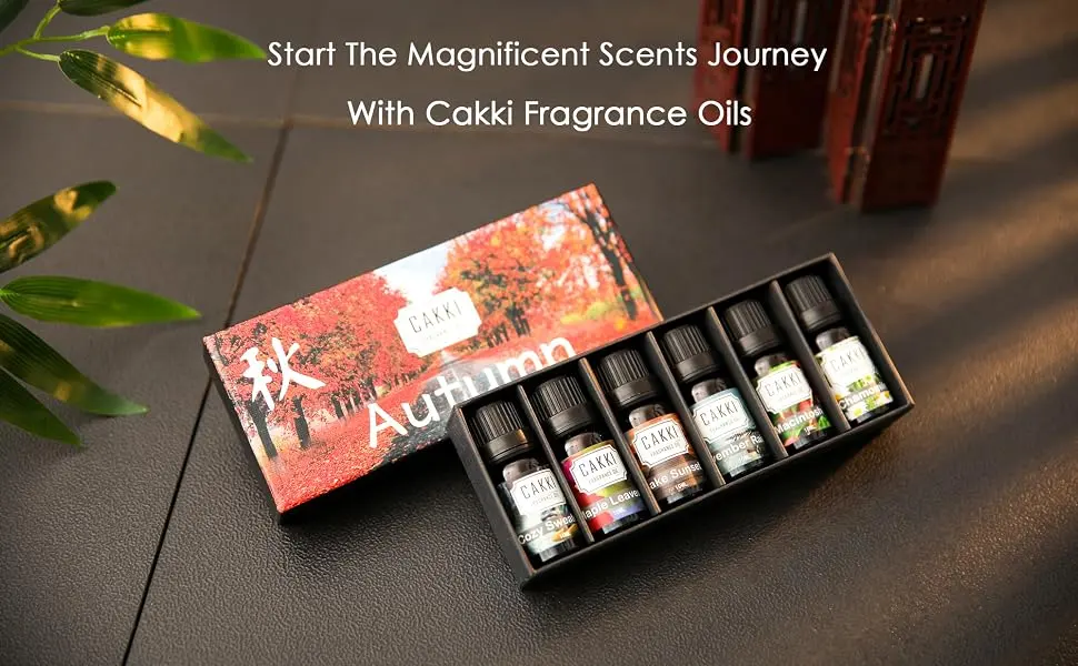 Autumn Essential Oils for Diffusers for Home, CAKKI Fragrance Oils Set, 6 Fall Scents, Natural Aromatherapy Oils, for Candles Making, for Soaps Making, for Humidifiers, 6x10 ml - Autumn A+1