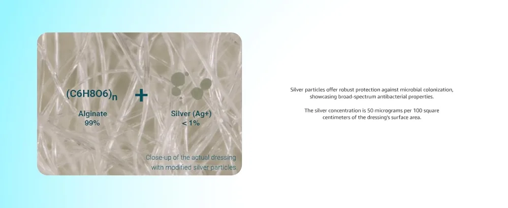 Areza Silver Alginate Dressing (Antibacterial Alginate with Silver) 10.8cm x 10.8 cm Sterile 5 Dressings Per Box - silver alginate wound dressing