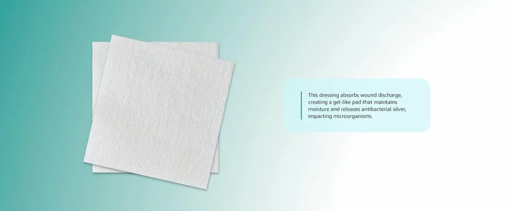 Areza Silver Alginate Dressing (Antibacterial Alginate with Silver) 10.8cm x 10.8 cm Sterile 5 Dressings Per Box - silver alginate wound dressing