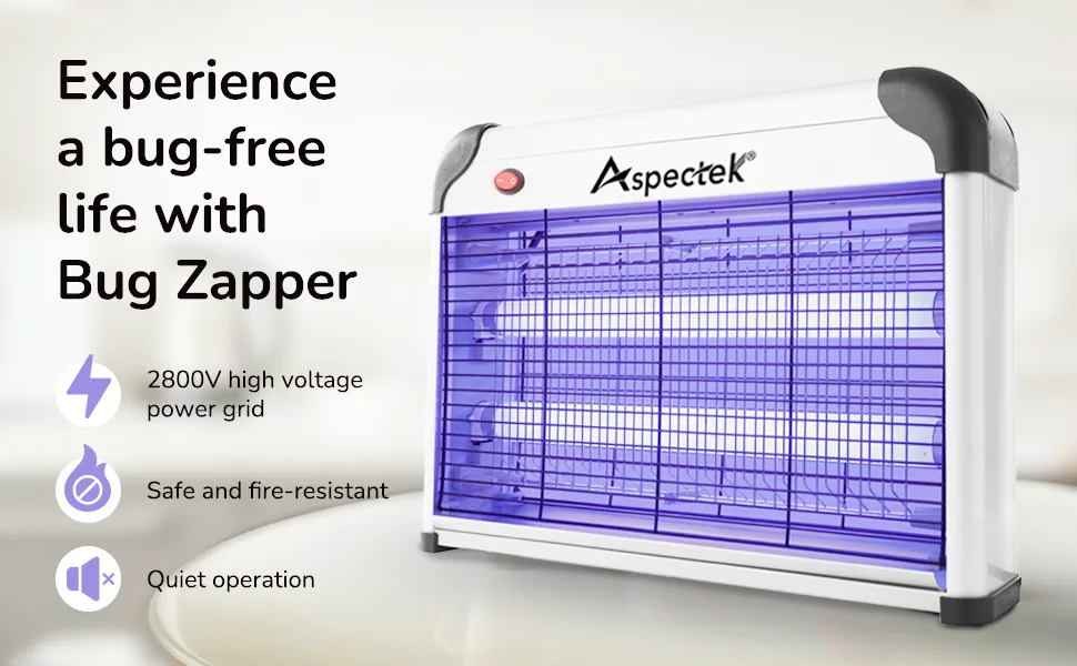 ASPECTEK Bug Zapper Powerful 20W Electronic Insect Indoor Zapper Fly Zapper-Indoor and Outdoor Use Including 2 Pack Replacement Bulbs - Aspectek Bug Zapper