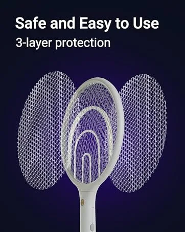 Aspectek 2 Pack Electric Fly Swatter 3000V 2 in 1 Mosquito Zapper USB Charging Cable White Double Mosquito Swatter - Electric Fly Swatter