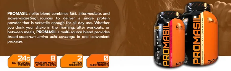Rivalus Promasil Milk Chocolate 2lb - 8-Source Protein Blend Including Native Whey Isolate Native Micellar Casein Egg Sustained Delivery Clean Nutrition Profile No Banned Substances Chocolate 907 g (Pack of 1) - promasil broad-spectrum amino acid coverage