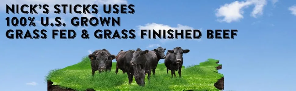 Nick's Sticks 100% Grass-Fed Beef Snack Sticks High Protein Original 25 Count - grass fed