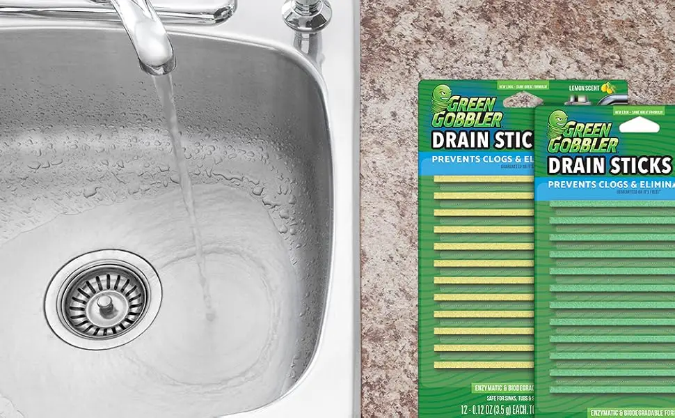 Green Gobbler Fresh Scent Drain Cleaner & Deodorizer Sticks- Prevents Sink & Shower Drain Clogs Prevents Odors Septic-Safe - 8 Count (2 PACK) - drain