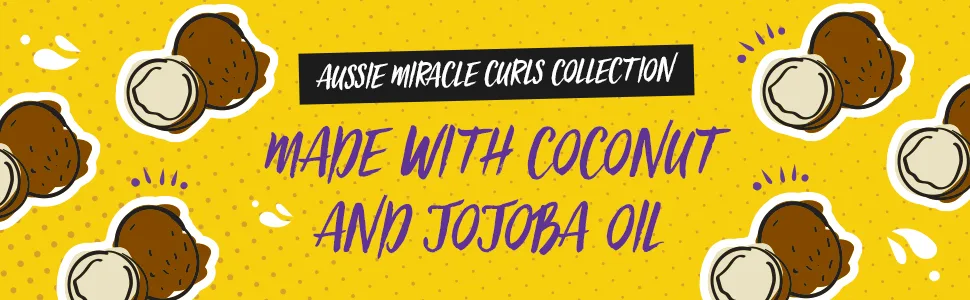 Aussie Miracle Curls Collection: Shampoo, Conditioner, Deep Conditioner, Spray Gel, Detangling Milk, and Oil Hair Treatment (6 Piece Set) - Made with coconut and jojoba oil.