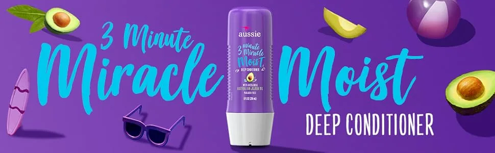 Aussie Deep Conditioner For Dry Hair with Avocado, Paraben Free, 3 Minute Miracle Moist, 16 Fl Oz Each, Triple Pack - Aussie 3 Minute Miracle Moist Deep Conditioner