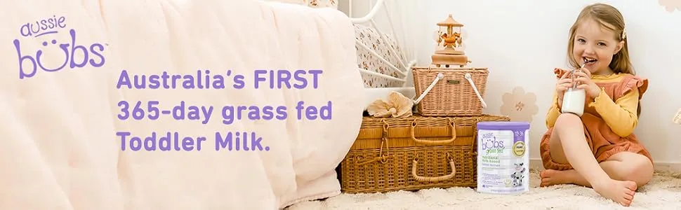 Aussie Bubs Grass Fed Nutritional Milk-based Toddler Formula, Powder, 28.2 oz (1 Can) 1.76 Pound (Pack of 1) - Toddler girl drinking milk