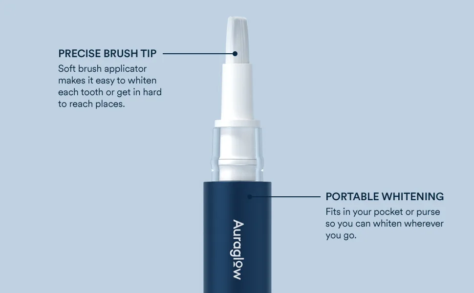 Auraglow  Teeth Whitening Pen, 35% Carbamide Peroxide, 20+ Whitening Treatments, No Sensitivity, 2.8mL - Auraglow teeth whitening pen tip