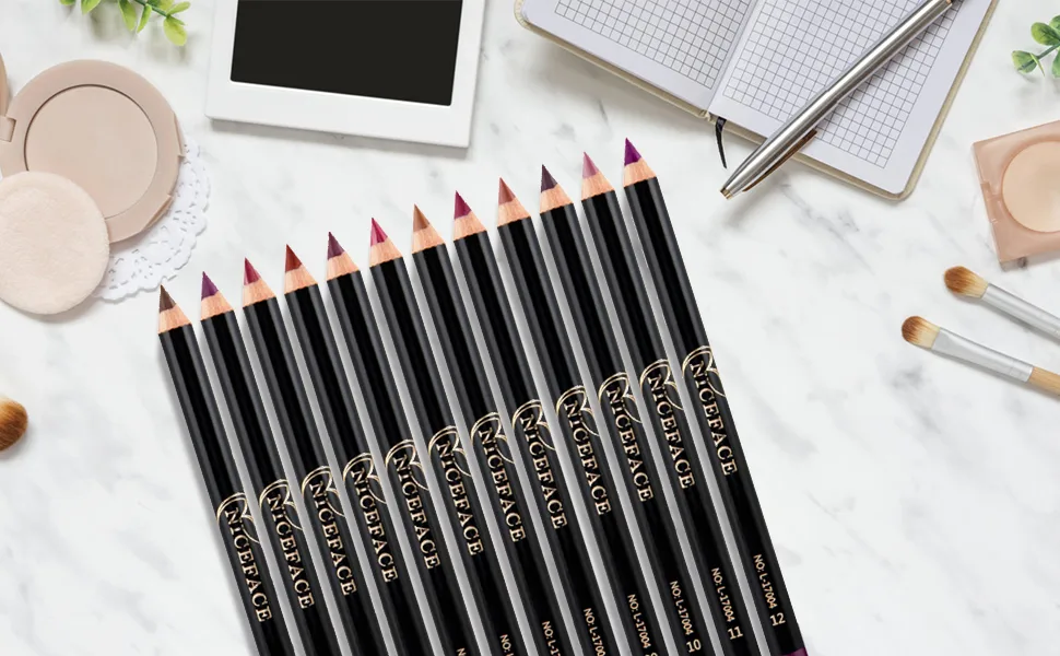 Matte Lip Liner Pencil Set -12pcs/set NICEFACE Waterproof Long-lasting Lip Liner Pencil Lipliner Pen Makeup Cosmetic - lip liners set