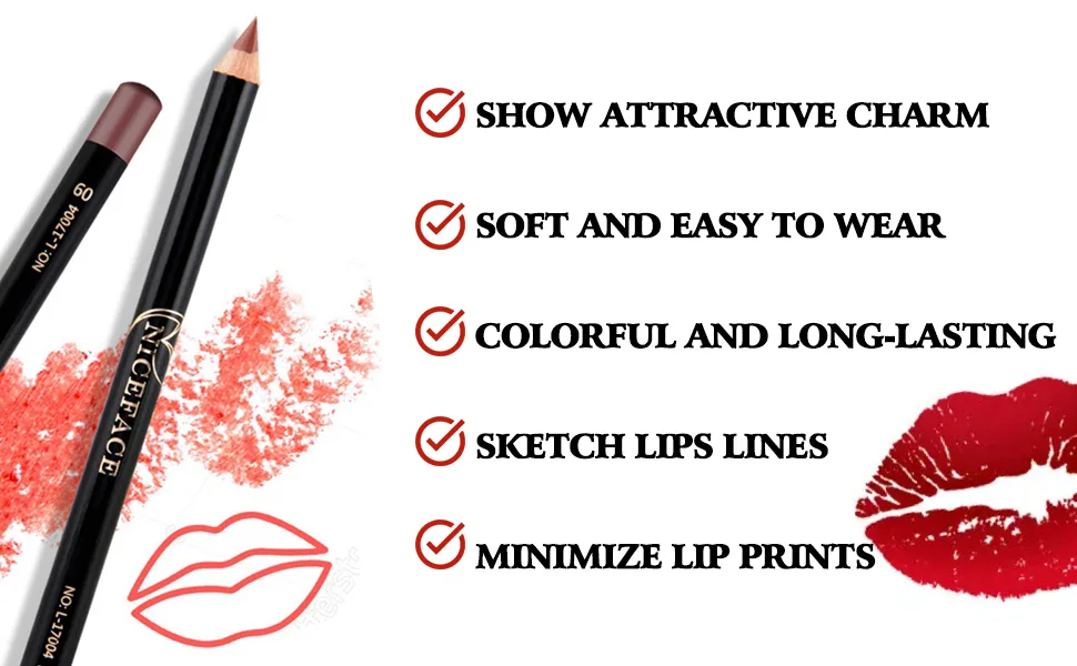 Matte Lip Liner Pencil Set -12pcs/set NICEFACE Waterproof Long-lasting Lip Liner Pencil Lipliner Pen Makeup Cosmetic - Matte Lip Liner Pencil Set