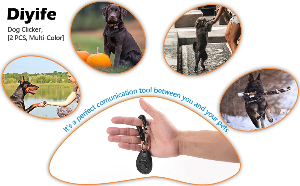 Dogs Clicker 2 Pcs Diyife Clickers for Dog Training with Wrist Strap Clicker Training for Dog Puppy Cat 2 pack Black&white - product information 11