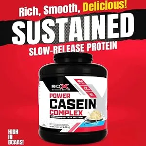 BioX Power Casein Complex | Ultra Sustained Slow Release Micellar Protein Complex | 25g Protein 5g Glutamine 5g BCAAs | Slow Digesting Whey Protein | 65 Servings 5LB (Chocolate) Chocolate 65 Servings (Pack of 1) - product information 7