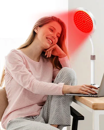 Red Light Near Infrared Light Lamp Panel with 40pcs Dual Chips LEDs Adjustable Brightness Red Lamp at Home and Office Red LED Light with Timer - Red Light Lamp with Base