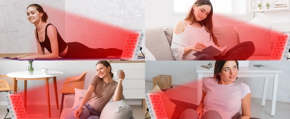 Red Light Near Infrared Light Lamp Panel with 40pcs Dual Chips LEDs Adjustable Brightness Red Lamp at Home and Office Red LED Light with Timer - red light panel