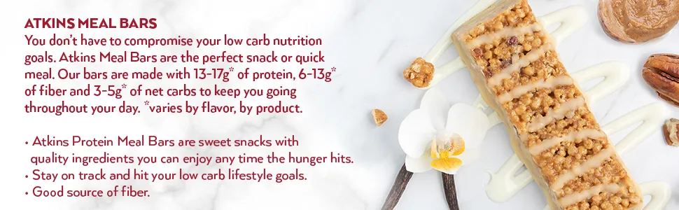 Atkins Protein Meal Bar, Vanilla Pecan Crisp, Keto Friendly, 5 Count Vanilla Pecan Crisp 5 Count (Pack of 1) - atkins