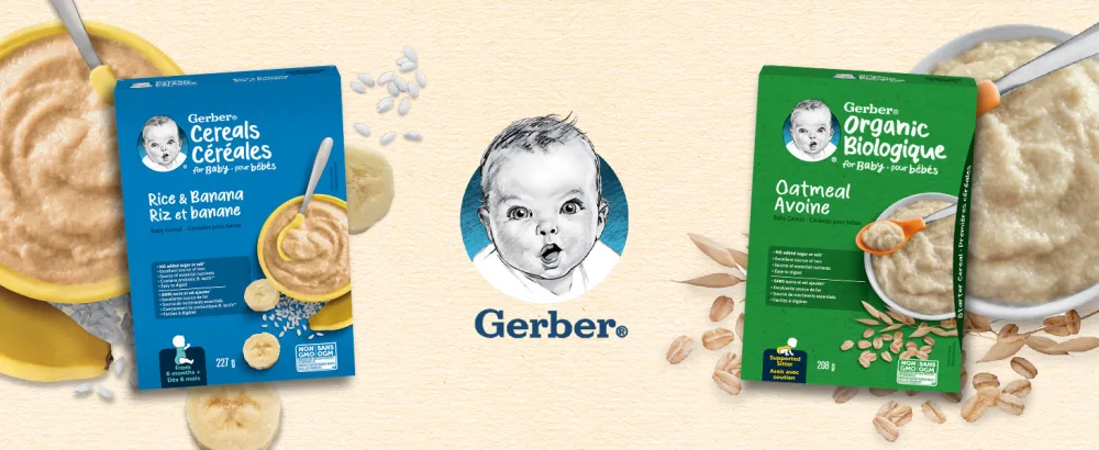 GERBER ORGANIC PUR E Banana Mango Avocado Vanilla Quinoa Baby Food Meal 6+ months 90 ml 12 Pack Packaging May Vary - Gerber Cereal Header