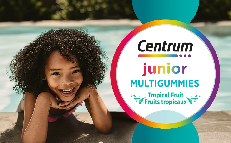 Centrum Junior MultiGummies Tropical Fruit Multivitamin and Multimineral Supplement Pineapple-Mango Dragonfruit and Passionfruit Flavours 60 count - centrum