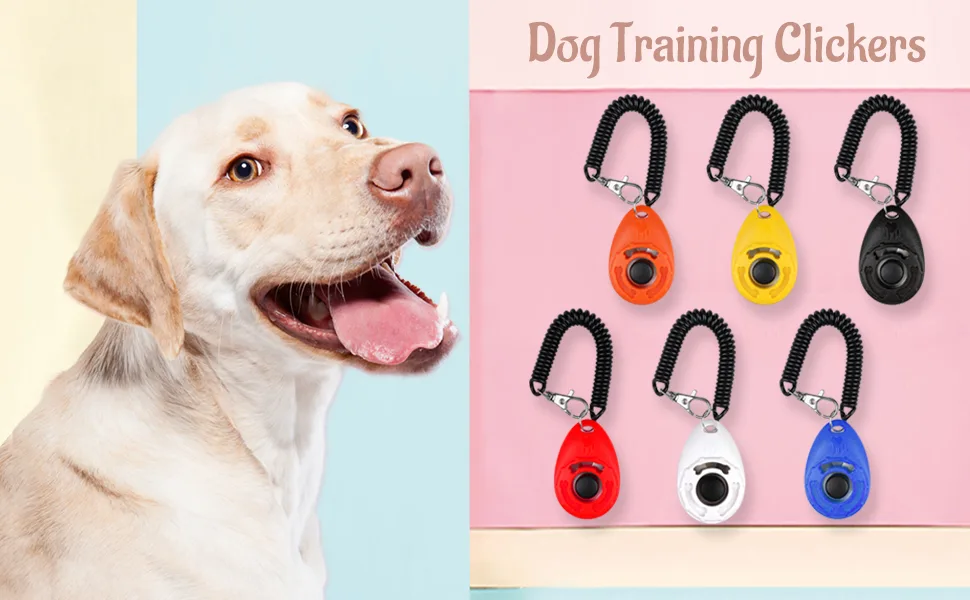 Dog Clicker 6 Pcs Clicker Dog Training Dog Clicker Training with Wrist Strap Big Button Clicker Training for Pet Dog Puppy Cat Bird 6 Colors - product information 1