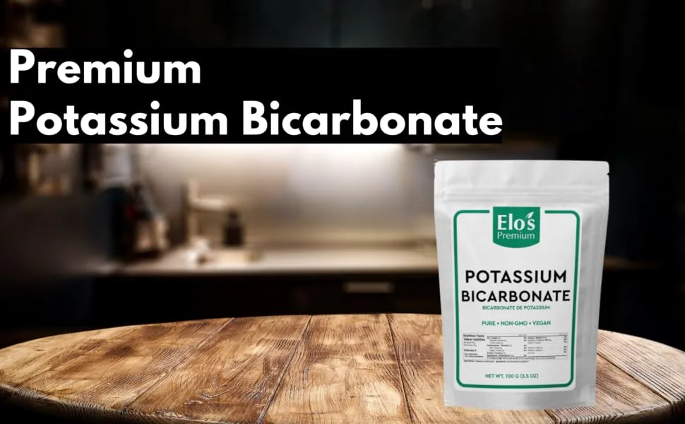 Potassium Bicarbonate (100g) | Packed in Canada| Leavening Agent Acid Reduction Powder| Used for Winemaking Baking and Plants| by Elo s Premium - Potassium Bicarbonate 100g