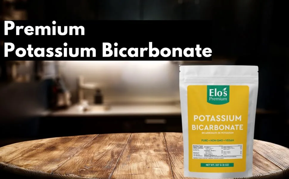 Potassium Bicarbonate (8oz) | Packed in Canada| Leavening Agent Acid Reduction Powder| Used for Winemaking Baking and Plants| by Elo s Premium - Potassium Bicarbonate