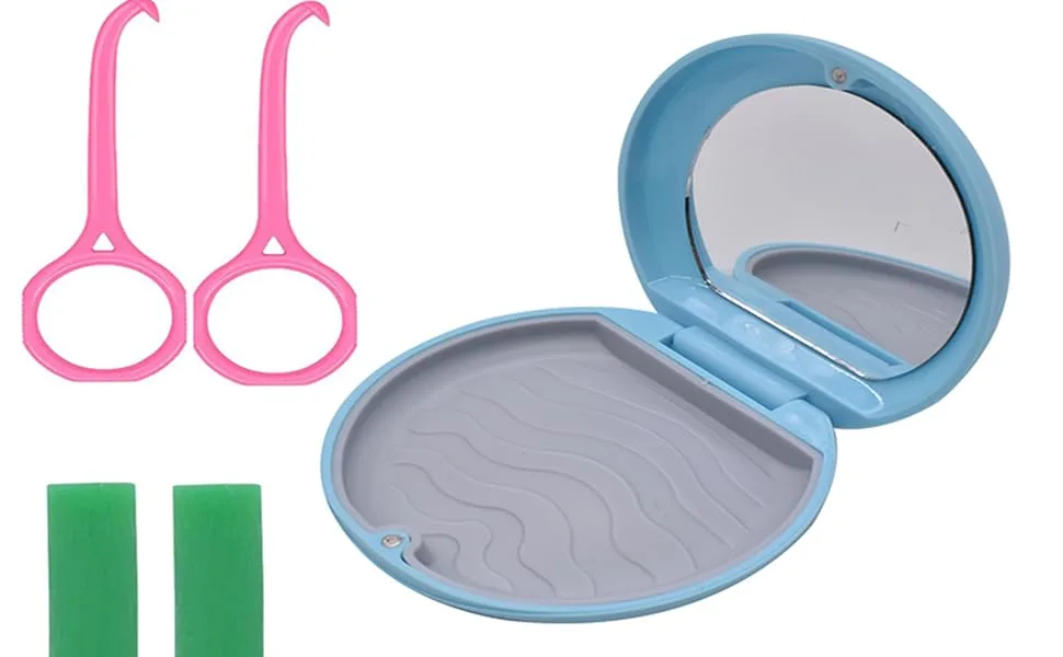 Chargenyang Retainer Case with Mirror Slim Aligner Case Night Mouth Guard Case Cute Slim Retainer Case with 2 Mint Flavor Aligner Chewies (Pink) - product information 2