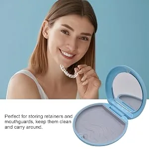 Chargenyang Retainer Case with Mirror Slim Aligner Case Night Mouth Guard Case Cute Slim Retainer Case with 2 Mint Flavor Aligner Chewies (Pink) - product information 3