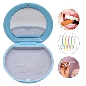 Chargenyang Retainer Case with Mirror Slim Aligner Case Night Mouth Guard Case Cute Slim Retainer Case with 2 Mint Flavor Aligner Chewies (Pink) - product information 4