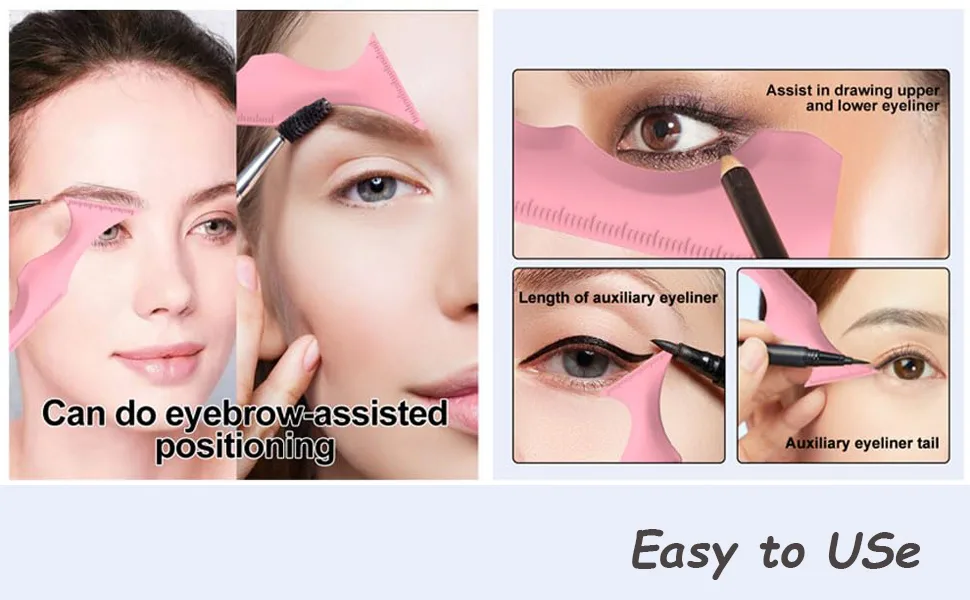 FOMIYES 2pcs Eyeliner Stencils Reusable Eye Stencils Makeup Tool Eyeliner Applicator Guide 3 in 1 Mascara Stencils Tool Eyelash Aids - product information 3