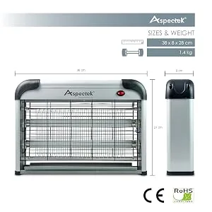 ASPECTEK Powerful 20W Electronic Insect Indoor Killer, Bug Zapper, Fly Zapper, Mosquito Killer-Indoor Use Including 2 Pack Replacement Bulbs silver - product information 7