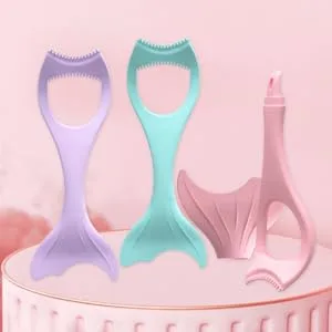 DRESSOOS Eyeshadow Brush 2pcs Supplies Winged Comb Makeup Eyelash Girls for Stencil Eyebrow Shields Silicone Reusable - product information 2