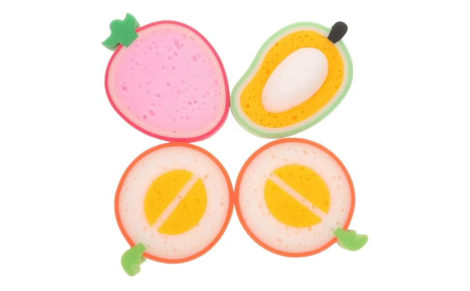 4pcs Fruit Sponge Sponges Bath Sponge Dinnerware Flatware Sponge for Bowl Cleaning (Sweet Orange 2 - product information 2