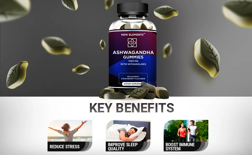 Ashwagandha Gummies 1500mg Contains Withanolides Extract - 100% Organic Pure Ashwagandha Supplement - Ashwagandha