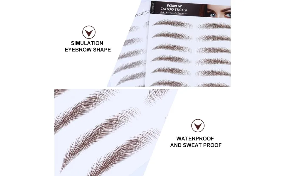 FOYTOKI 4pcs Eyebrow Stickers Waterproof Eyebrows False Eyebrows Cosmetics Water Proof Transfer Stickers 6d - product information 6
