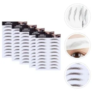 Outanaya Authentic Eyebrows 5pcs Eyebrow Stickers Shaping Brow Shaper Eyebrow Stencils Semi-permanent Transfer Stickers 6d 21x15cm Brown - product information 3