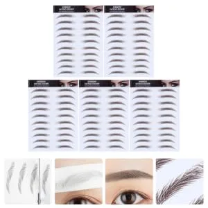 Outanaya Authentic Eyebrows 5pcs Eyebrow Stickers Shaping Brow Shaper Eyebrow Stencils Semi-permanent Transfer Stickers 6d 21x15cm Brown - product information 4