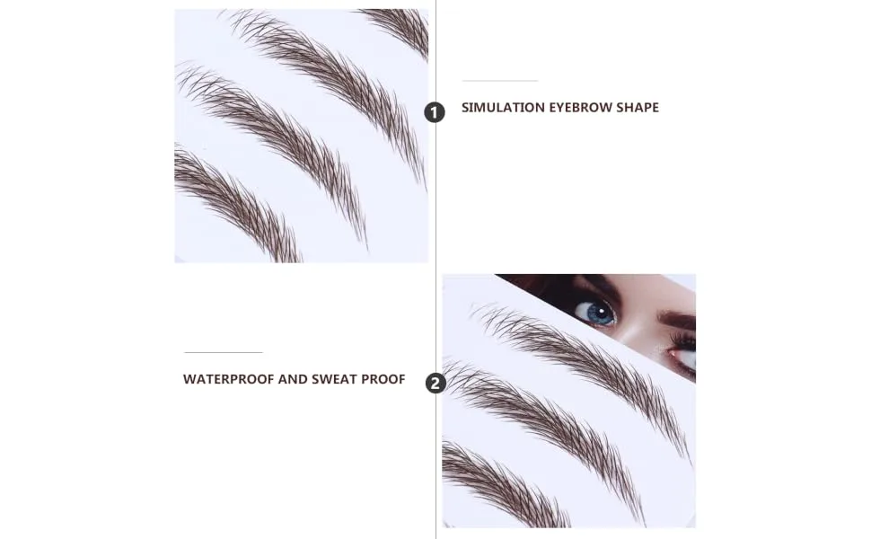 4pcs Eyebrow Stickers Waterproof Makeup Peel off Brow 6d Hair-like Eyebrows Stickers Transport Tool 21x15cm Brown - product information 1