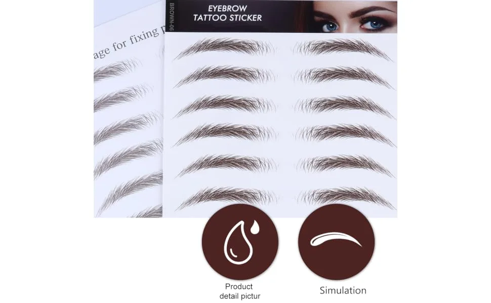 4pcs Eyebrow Stickers Waterproof Makeup Peel off Brow 6d Hair-like Eyebrows Stickers Transport Tool 21x15cm Brown - product information 6