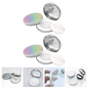 VINTORKY 2pcs Box Powder Box Cake Boxes Cushion Compact Empty Plastic Loose Powder Cases Ultra Thin Clamshell - product information 2