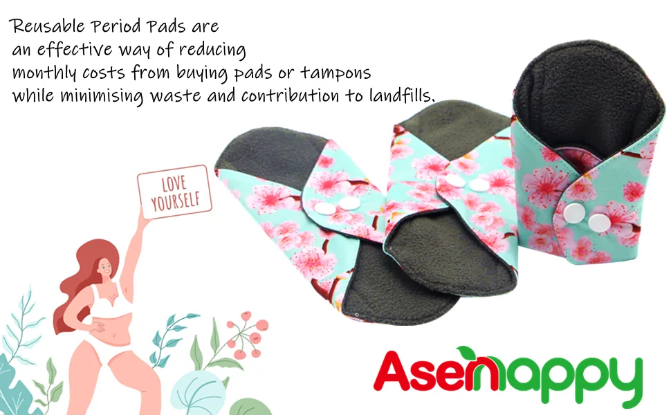 Asenappy Sanitary Pad, 10 PCs Reusable Cloth Pad Washable Cloth Menstrual Pads Panty Liners (Multicolor A) - cloth menstrual pads
