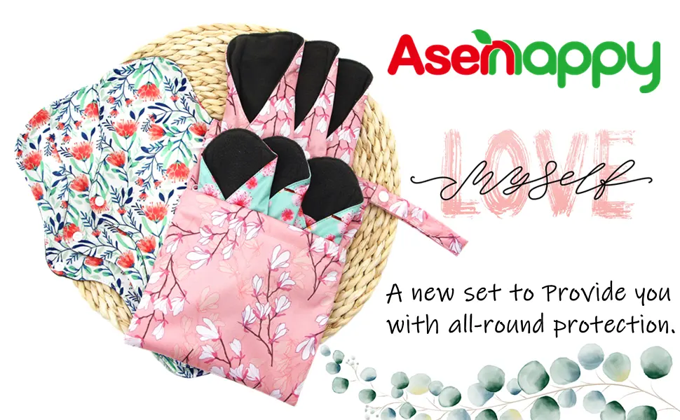 Asenappy Sanitary Pad, 10 PCs Reusable Cloth Pad Washable Cloth Menstrual Pads Panty Liners (Multicolor A) - cloth pads