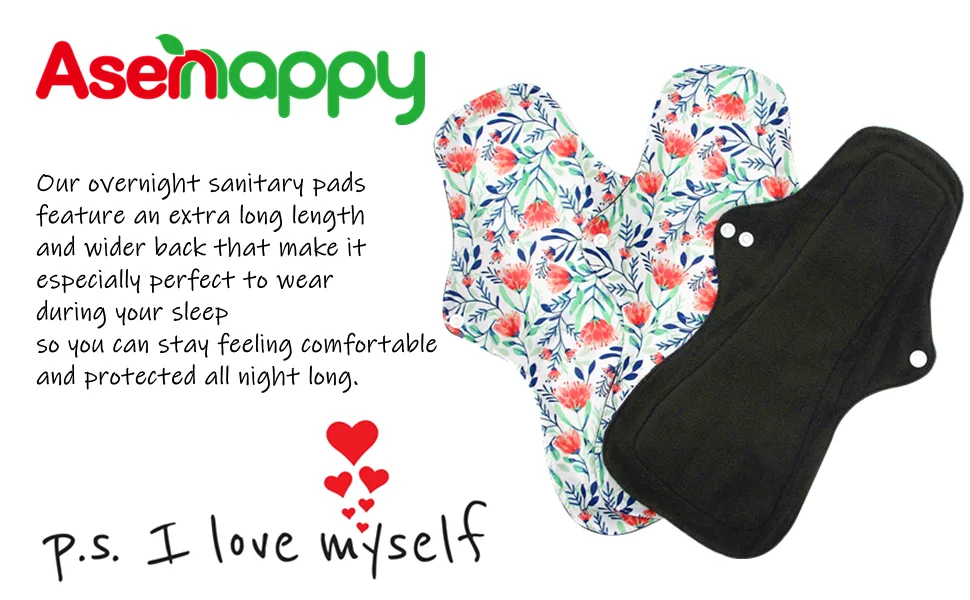 Asenappy Sanitary Pad, 10 PCs Reusable Cloth Pad Washable Cloth Menstrual Pads Panty Liners (Multicolor A) - reusable pads