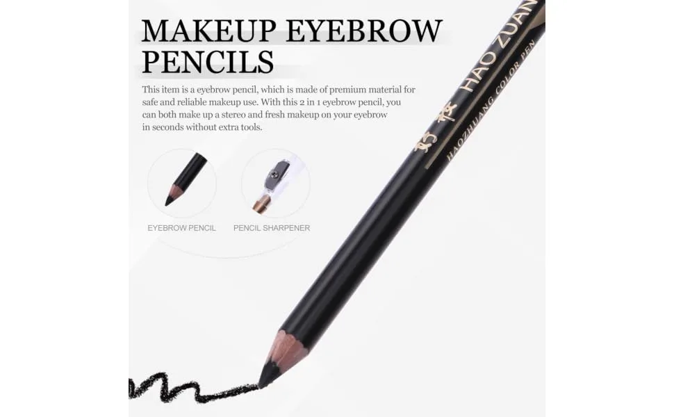 8pcs pencil sharpener eyebrow pencil haozhuang eyebrow pencil Eyebrow Pencils Makeup Accessories 1 count (Pack of 1) Black - product information 5