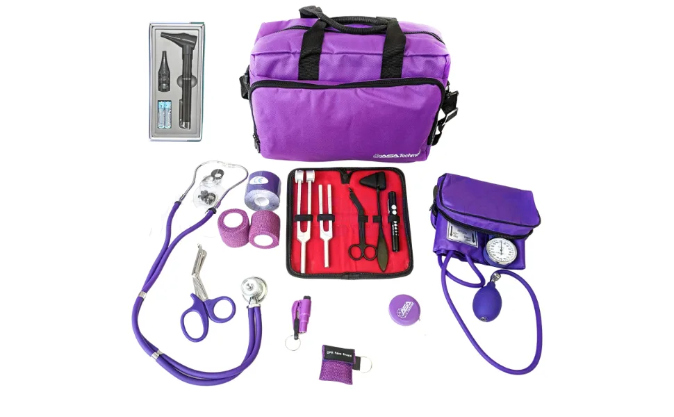 ASATechmed Nurse Starter Kit Stethoscope Blood Pressure Monitor and More - 18 Pieces Total (Purple) - ASA Techmed Nurse Starter Kit - Stethoscope, Blood Pressure Monitor, Tuning Forks, and More