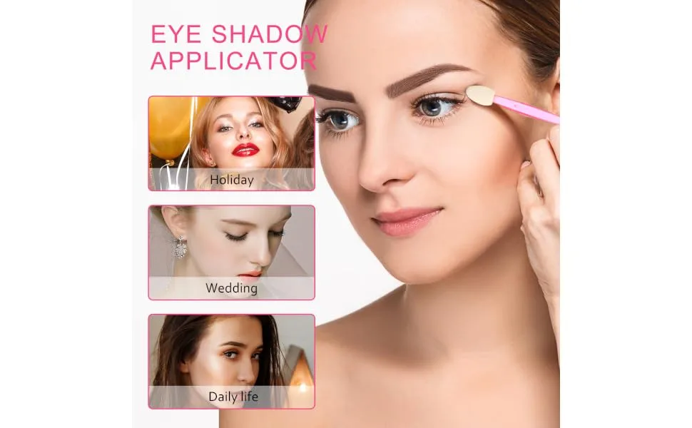 Gogogmee 100pcs Double Ended Eyeshadow Brush Cosmetic Applicators Makeup Brush Sponge Brush Make up Plastic - product information 4