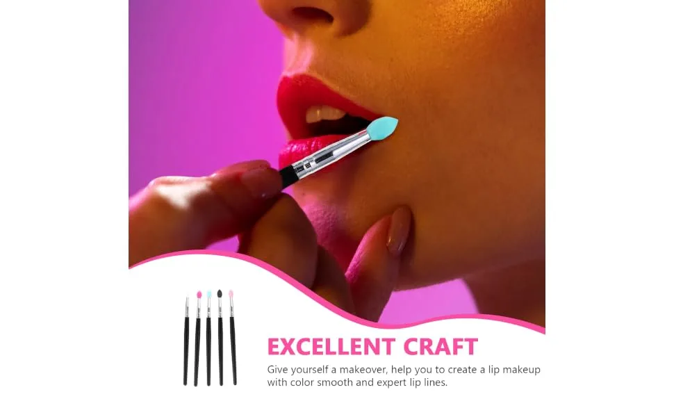 Outanaya 5pcs Silicone Eyeshadow Brush Cosmetic Lipstick Brush Make up Sponges Lip Balm Applicator - product information 1